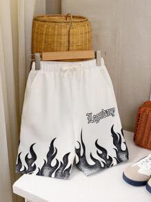 Tween Boy Street Style Fashion Pattern Casual Shorts - White - View 1