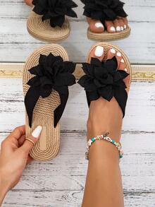 أحذية نسائية بتصميم زهري أبيض، صنادل شبيهة بالنسيج...