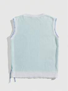 ROMWE MEN Men's Sleeveless Heart Patterned Simple Casual Sweater - Black - View 3