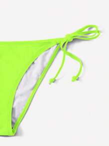 SHEIN Swim 女士霓虹綠雙肩帶性感比基尼套裝，夏季海灘霓虹泳衣 - 綠色 - 查看 5