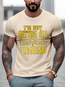 Manfinity LEGND Camiseta casual de manga corta estampada con cuello redondo para hombre, ideal para el verano