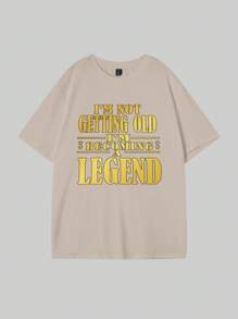 Manfinity LEGND Camiseta casual de manga corta estampada con cuello redondo para hombre, ideal para el verano