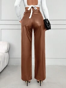 SHEIN Jean De Couleur Pleine Avec Poches Biaisées