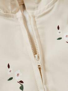 Cozy Pixies 嬰兒女孩花卉印花休閒帽衫外套，數字印花，多種風格 - 杏色 - 查看 4