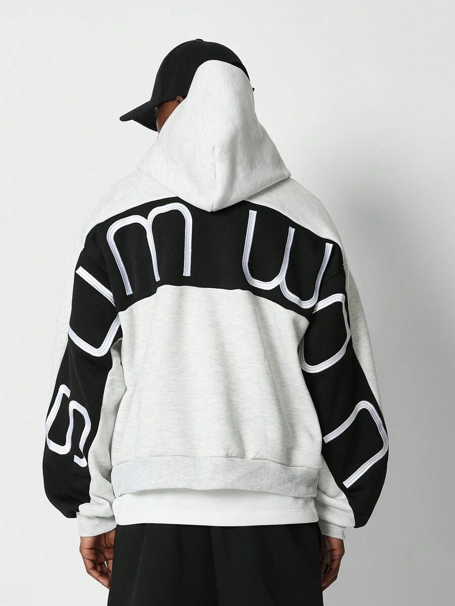 SUMWON Áo hoodie chui đầu cỡ lớn mùa đông thể thao đường phố thiết kế logo lớn thời trang đô thị thường ngày thể thao tối giản phong cách hiện đại thoải mái thể thao - Màu Xám nhạt - Xem 1