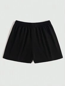 SHEIN EZwear Phong cách đường phố dành cho nữ Quần short in hình ngôi sao đầy màu sắc - màu đen - Xem 2