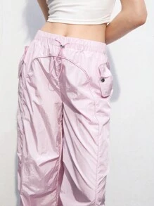 Maija Quần dài thiết kế dây rút màu trơn dành cho nữ - Hồng - Xem 7