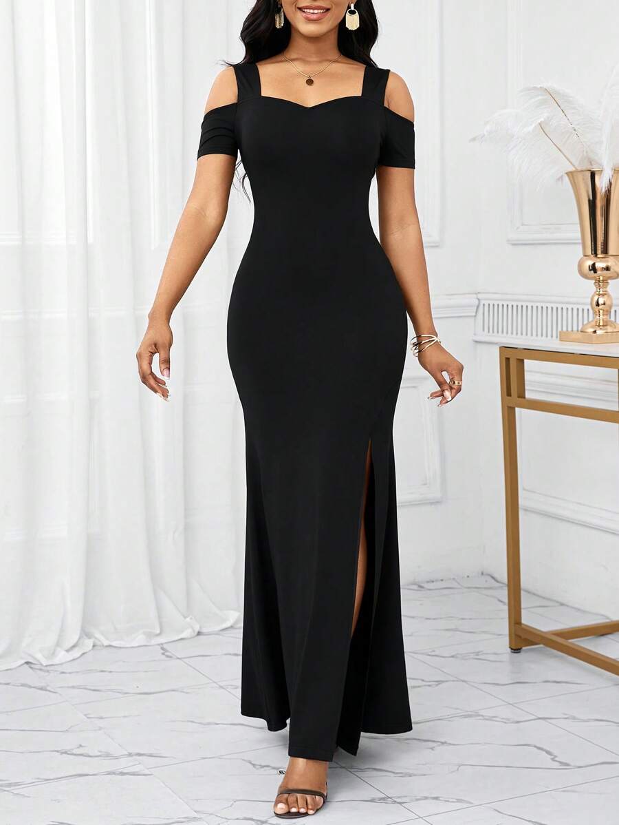 SHEIN Lady Wedding Guest Dress Women's Holiday Reception Ceremony Dress - Black - View 1
