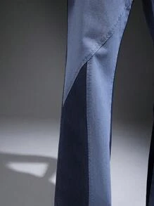 Denimoi Jeans con piernas acampanadas y cintura alta en bloques de color