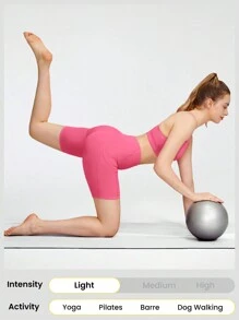 GLOWMODE Conjunto de sostén deportivo FeatherFit™ y shorts de 8'' con parte superior de tanque con cintas en la espalda y shorts de bicicleta de cintura alta con bolsillos laterales para yoga de bajo impacto, correr diariamente, entrenamiento en el gimnasio, verano