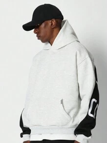 SUMWON Áo hoodie chui đầu cỡ lớn mùa đông thể thao đường phố thiết kế logo lớn thời trang đô thị thường ngày thể thao tối giản phong cách hiện đại thoải mái thể thao - Màu Xám nhạt - Xem 3