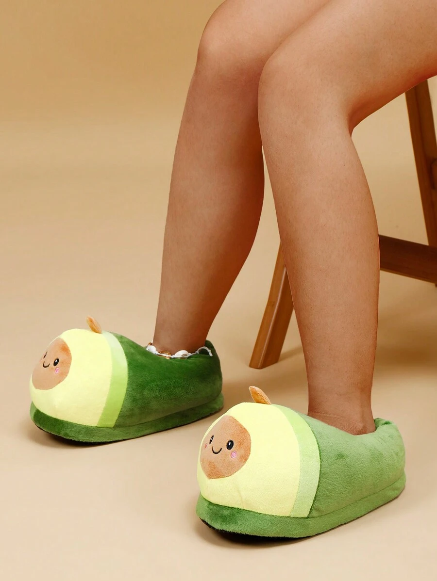 Pantuflas cerradas con estampado de aguacate, pantuflas divertidas, cálidas y silenciosas, pantuflas lindas para fiestas, talla única - Multicolor - Ver 1