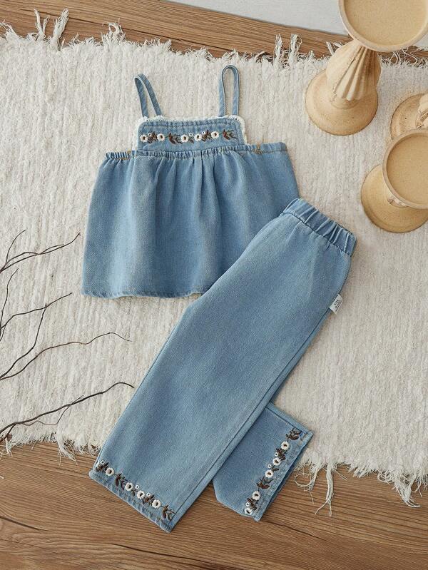 SHEIN Vintaside Kids Set cu maiouri și pantaloni de zi cu zi pentru fetițe