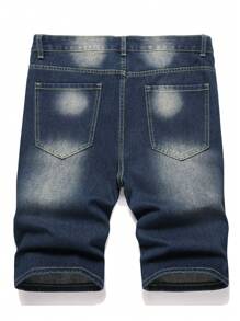 1 Stück Herren Streetstyle Run Jogger Jeanshose in Blau, atmungsaktiv verdickt mit zerstörten Details für vier Jahreszeiten zum urbanen Spazieren gehen, Abhängen und Outdoor-Aktivitäten mit der Familie. - Blau - Übersicht 2