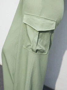 Maija Bộ áo liền quần quây màu thường ngày mùa hè dành cho nữ với phong cách quần áo bảo hộ lao động - màu xanh lá - Xem 2