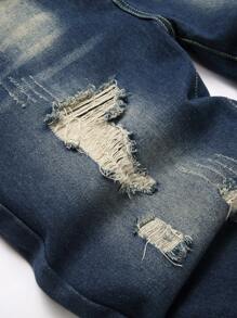 1 Stück Herren Streetstyle Run Jogger Jeanshose in Blau, atmungsaktiv verdickt mit zerstörten Details für vier Jahreszeiten zum urbanen Spazieren gehen, Abhängen und Outdoor-Aktivitäten mit der Familie. - Blau - Übersicht 6