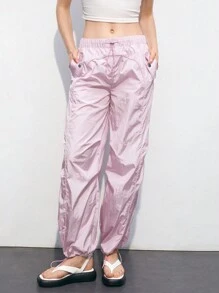 Maija Quần dài thiết kế dây rút màu trơn dành cho nữ - Hồng - Xem 1