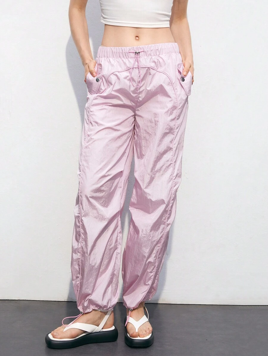 Maija Quần dài thiết kế dây rút màu trơn dành cho nữ - Hồng - Xem 1