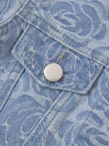 Baby Girls' Casual Rose Jacquard Denim Jacket - Light Wash - View 3