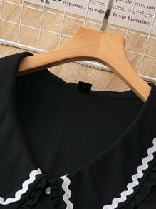 Mulvari Plus Size Women's Solid Color Simple Daily Peter Pan Collar Shirt