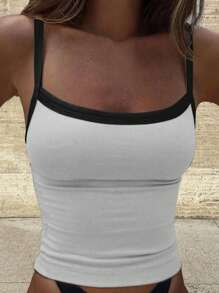 SHEIN Essnce 女式夏季運動休閒拼接坦克背心，黑白粉藍4入組針織網球上衣 - 彩色 - 查看 7