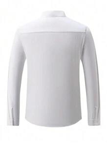 Conjunto de camisa de vestir blanca de manga larga para hombre y pantalón caqui - Blanco - Ver 7