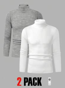 RueChic Men's Simple Business Turtleneck Sweater Multi-Pack, Slim Fit