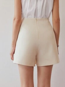 MOTF PREMIUM SOLID BUCKLE DETAIL SKORT,SUMMER OUTFITS - Beige - View 7