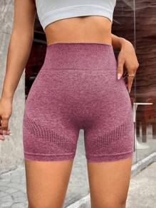 SHEIN Sport Studio 3pcs Solid Color High Waisted Seamless Tummy Control Athletic ShortsWomen Sweat Short, Gym Short, Biker Short