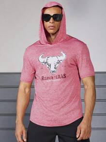 Manfinity Sport Corelite Camiseta deportiva de manga corta de estilo novio para hombres, estampada y sencilla, de uso casual