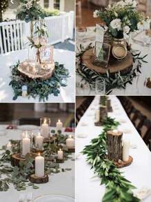 1/5pcs Wooden Round Coaster, 15*15cm Round Wooden Spacer, Wedding Table Center Decoration, Suitable For Wedding Dinner Candle Display, Diy Wood Chip Decoration, Hand-Painted Wood Chip Painting Material, Suitable For Natural Decoration, Candle Holder Or Children's DIY Art Board