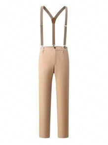 Conjunto de camisa de vestir blanca de manga larga para hombre y pantalón caqui - Blanco - Ver 6