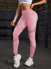 Gameset SHEIN Sport Spodnie do jogi Bodycon z uniesieniem pośladków - Różowy - Zobacz 5