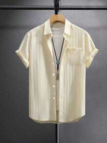Manfinity RSRT Men's Solid Color Short-Sleeved Vacation Casual Shirt - Black - View 3