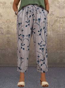 EMERY ROSE Plus Size Women's Summer Floral Printed Pants - Multicolor - View 4