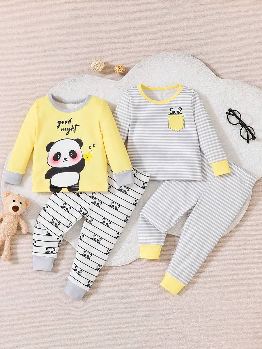 Bộ đồ mặc nhà hai mảnh vừa vặn dành cho bé trai - Màu vàng - Xem 1