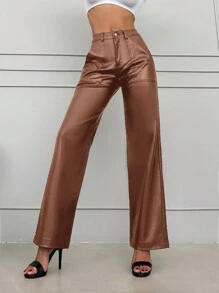 SHEIN Jean De Couleur Pleine Avec Poches Biaisées