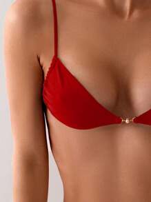 Swim Basics Damen einfarbiges sexy Bikini-Set für den Sommer am Strand