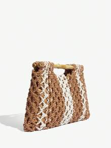 SHEIN SXY Ladies' Woven Clutch Bag, Suitable For Travel Outfits