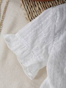 Bộ hai mảnh quần capri thêu màu trơn cho bé gái, mùa hè - trắng - Xem 3