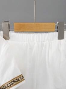 SHEIN Lässiges Kurzes Hemd Mit Stehkragen Und Shorts Für Kleine Jungen, 2 Stück/set