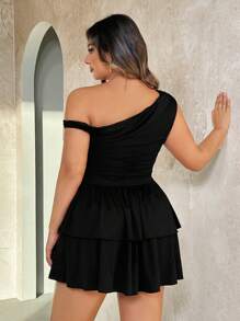 SHEIN BAE Plus Size Women Leopard & Pink Floral Print Off-Shoulder Short Dress,Spring Outfits For Women,Summer/Summer Outfits For Women, Festival/Concert Outfit Women/Rave Outfits Festival/ Rave Outfits/,Easter Dress Women,Spring Break Outfits,Leopard Print,Birthday Dresses For Women