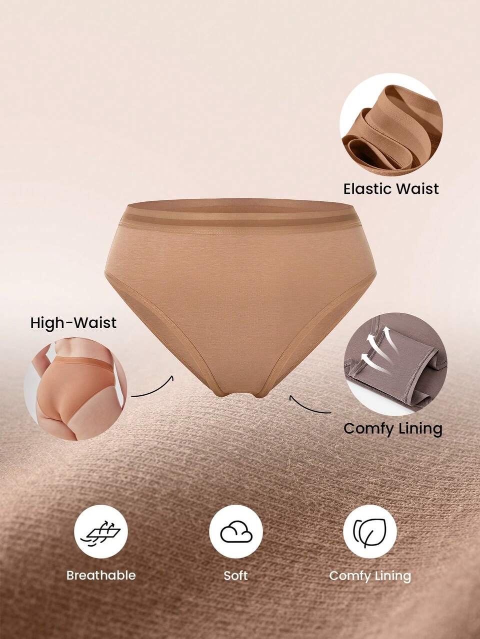 Plus 3-Pack High Rise Cotton Bikinis Women Underwear Panties Set