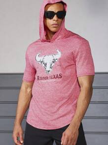 Manfinity Sport Corelite Camiseta deportiva de manga corta de estilo novio para hombres, estampada y sencilla, de uso casual
