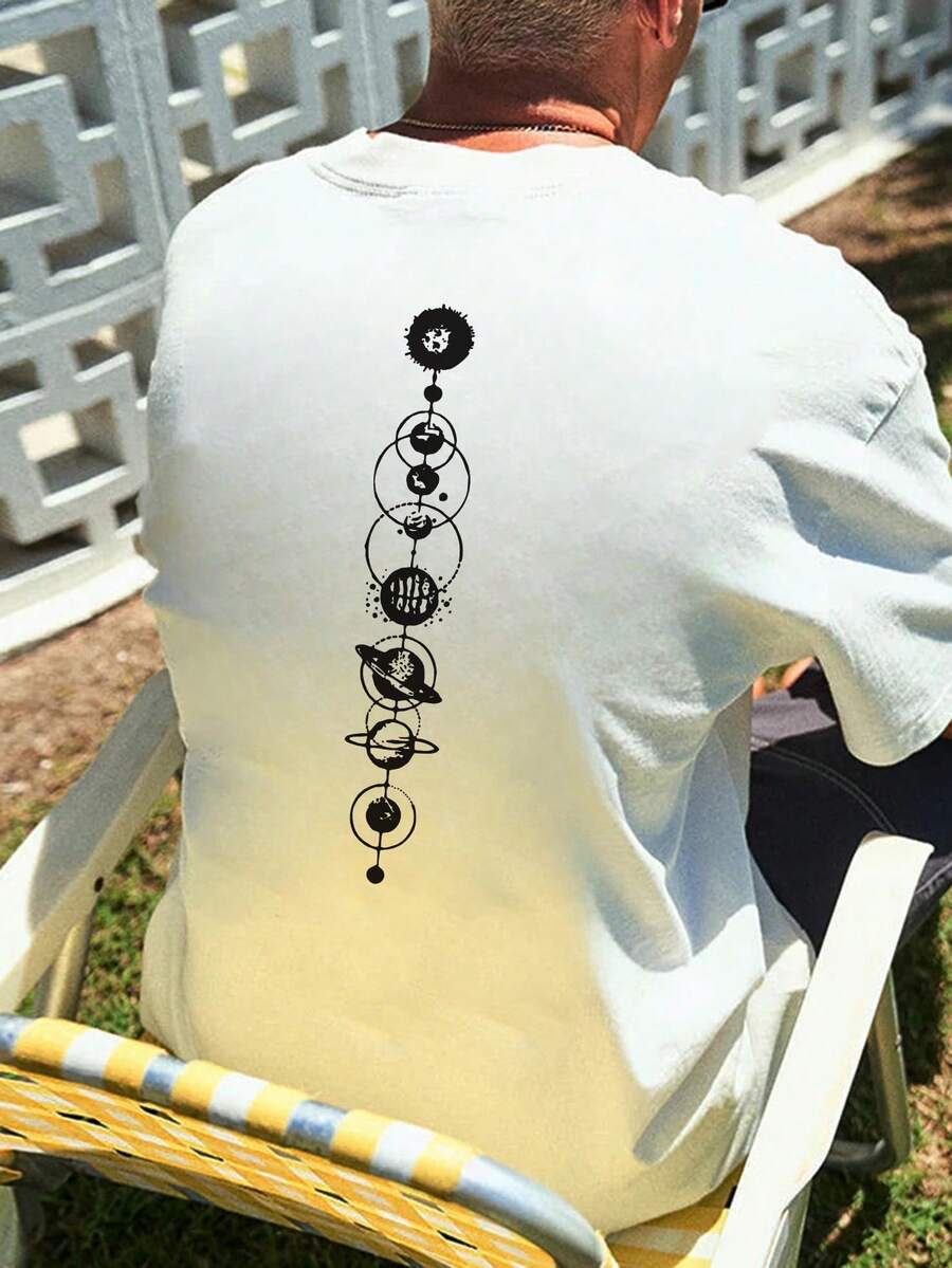 Nam Đầy sao In Vòng cổ Ngắn tay Áo thun - trắng - Xem 1