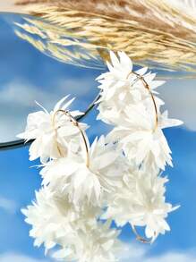 SHEIN SXY pendientes de aro grandes y de moda para mujer de unicolor y llamativos - Beis - Ver 6