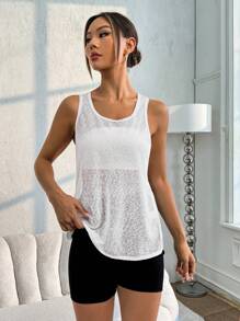 Easithlete FeatherFit™ 腰部修身弧形长袖上衣 低冲击瑜伽日常夏季健身运动背心 - 彩色 - 查看 5