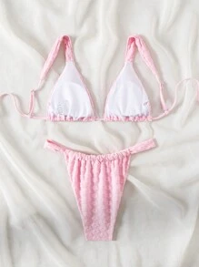 Swim Mod Women's Summer Beach Floral Dark Wave Pattern Sexy Bikini Set