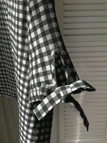 Comfortcana Print Keyhole Back Knot Cuff Top For Summer Going Out