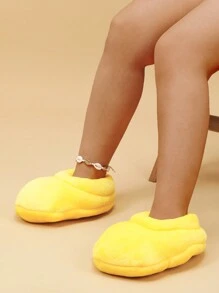 秋冬女士趣味鸭掌造型家居拖鞋，保暖室内拖鞋，可爱静音拖鞋，个性保暖鞋，红色幽默拖鞋，毛绒拖鞋 - 黃色 - 查看 6